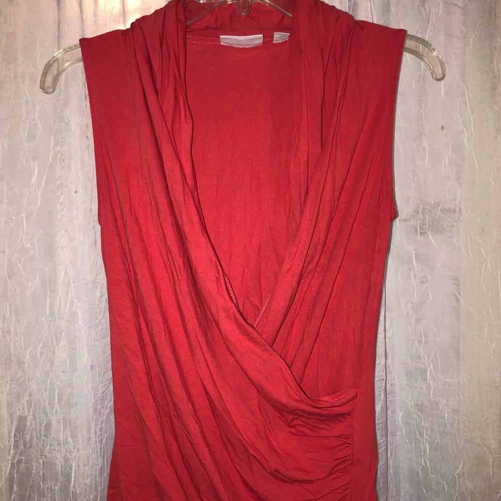 New York and Company Wrap Ruched Blouse Shirt Top